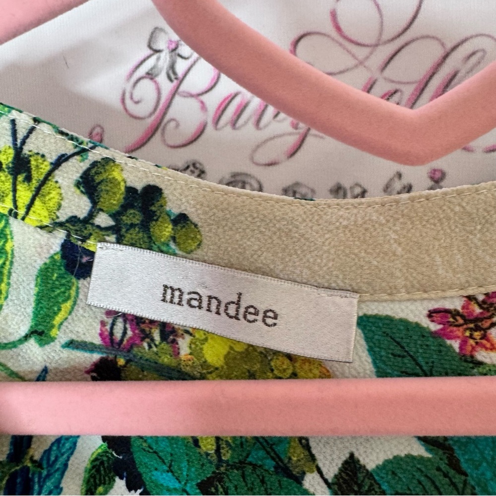 Mandee top buttons blouse floral flowers tropical plants flowy  Women's Top - Picture 6 of 8